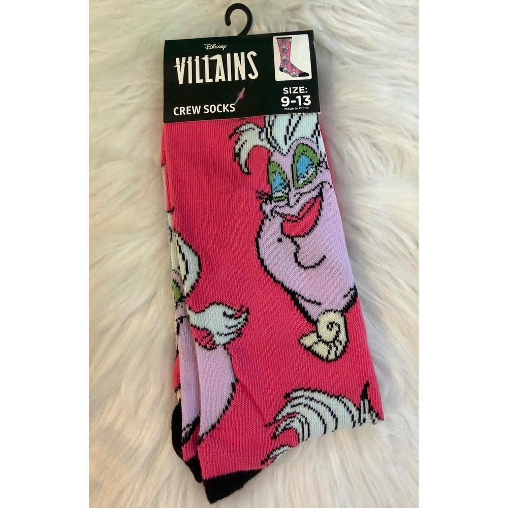Disney Villains Ursula Crew Socks Pink The Little Mermaid Size 9-13 New